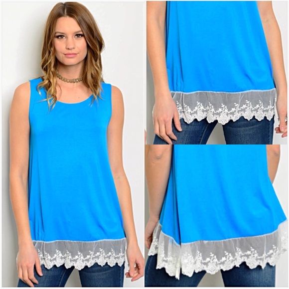 Soft Flowy Lace Hem Tunic Tank Top SML - Picture 7 of 7